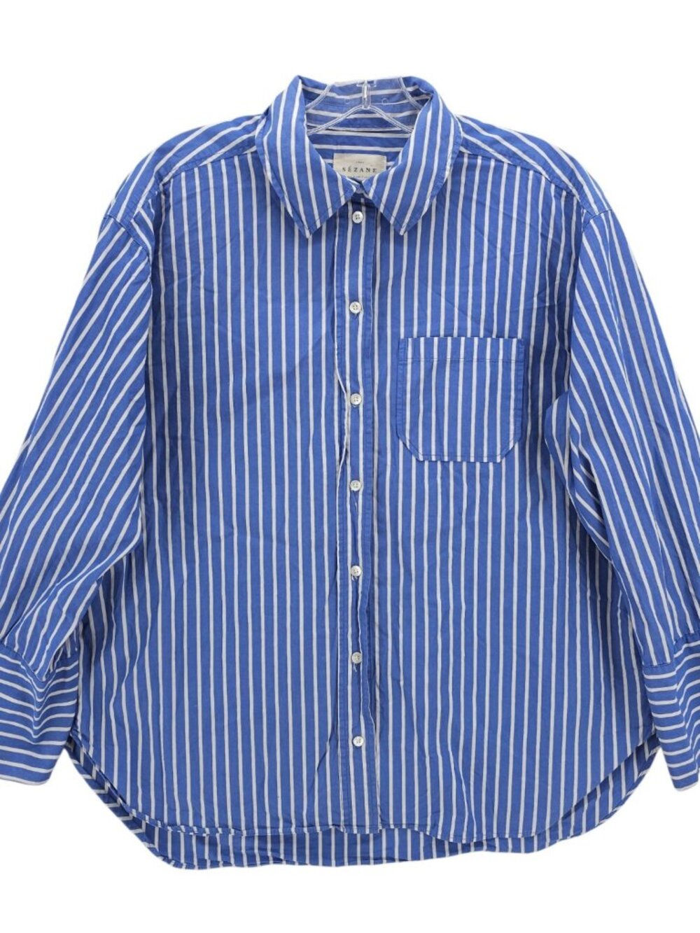 SEZANE Max Shirt Blue White Striped 100% Cotton Size 36 - US 4 - SMALL